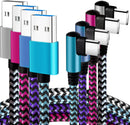 Teeind USB C Angle Cord: [90 Degree/6ft/4Pack] Nylon USB C Cable Compatible with Samsung Galaxy S10/S10e/9/Note 10, Charger Cable-[Blue/Black/Magenta/Purple] 1