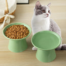 Ceramic Elevated Cat Food Bowls,6.2" Wide,2-Pack,Green — 6
