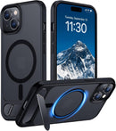 Temdan Magnetic Compatible with iPhone 15 Case, [Built-in Invisible Kickstand][Compatible with MagSafe] [Military Grade Shockproof] Slim Translucent Matte Phone Case for iPhone 15 6.1" — 1