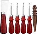 Honoson 6 Piece Leather Craft Tool Set - Includes 4 Edge Beveler, Cutting Knife, Skiving Knife, and Sandalwood Burnisher (1.5 Mm, 1.2 Mm, 1.0 Mm, 0.8 Mm) — 1
