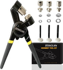 ZONGLAN Grommet Tool Kit, Eyelet Tool Multi-Purpose Handheld Manual Hole Punch Rivet Press Plier Crimper 3 Interchangeable Dies with 900 Set 7/32" 5/16" 3/8" Metal Grommets Washers | 3-Die Set: 7/32", 5/16", 3/8" — 1