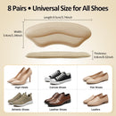 8 Pairs Heel Pads for Shoes High Heels, Inserts for Women Men, Heel Grips Liners Cushions, Protectors for Blisters Heel Pain and Slipping, Comfort Shoe Fillers for Sneakers Leather (Beige Black) - Beige Black | 8 Pairs — 4