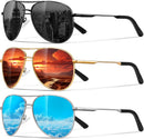 Eiuizah Polarized Aviator Sunglasses for Men Women UV400 Driving Shades | Black/Red/Ice Blue — 1