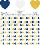 Navy-Blue White Gold Party Decorations - 52ft Paper Heart Garland Men Birthday Banner Graduation Decoration Wedding Streamers Bridal Boy Baby Shower Hanging Decor HongTongTong — 2