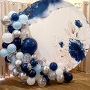 Blue Silver Balloon 12Inch Dark Metallic Blue Silver Confetti Latex Balloon — 4