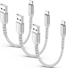 6 Inch iPhone Charging Cable, 3 Pack Braided Short iPhone Charger Cord [MFi Ceritified] Compatible with Apple iPhone 14 13 12 11 Pro Max/Mini XS XR X 8 7 Plus SE2 iPad, Short Lightning Cable 1