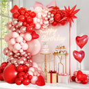 KARLURE Pink Red Rose Gold Balloon Arch Kit Garland with Red Heart Balloons | Red Pink Rose Gold — 1