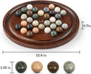 Deluxe Solitaire Game Set: 12.6'' Solid Wooden Board, 32 Natural Marble Balls, Single-Player Strategy and Smart Games — 4