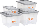 Amazon Basics Plastic Storage Containers with Secure Latching Lids, Stackable Organization Bins, Clear/Grey, 19 Quart, Set of 6 — 5