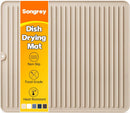 Songrey Silicone Dish Drying Mat for Kitchen Counter, 18" x 16", Beige