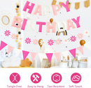 CANREVEL 3 PCS Pre-Strung 3D Happy Birthday Banner Decorations, Pink Flower — 4