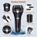 AdamPark Electric Callus Remover for Feet,Rechargeable Foot File Hard Skin Remover,Waterproof 14 in1 Professional Pedicure Kit for Cracked Heels &Dead Skin,with 3 Roller Heads 2 Speed(Black J8) — 2