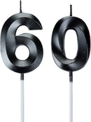 Black 60 Birthday Candles,60th Birthday Decorations for Women Men — 1