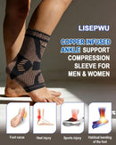 LISEPWU Copper Ankle Brace for Men & Women, Ankle Compression Sleeve 1 Pair — 2