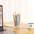 Clear Acrylic Pen Holder Round Shape, Desktop Pencil Cup Holder, Countertop Stationery Organizer for Office Desk Accessory — 4