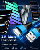 2Pack Carplay Cable for iPhone 18 Pro 17 USB A to USB C Fast Charging Cord 2