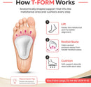 Pedag T-Form | German Made | Metatarsal Foot Pads for Pain Relief | Anatomically Correct | Vegetable Tan Leather | Self Adhesive | White | Size X-Large, Fits US Men 11-13 | 1 Pair 6