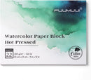 Fuumuui Watercolor Paper Block 9x12 Inch, Smooth Surface 100% Cotton Watercolor Paper, 22 Sheets, 140lb/300gsm, Hot Press, Acid-Free, Art Paper for Painting & Drawing, Wet, Mixed Media | Green Hot Press | 9“×12” — 1