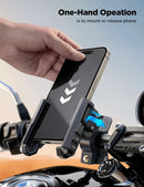 JOYROOM Motorcycle Bike Phone Holder Mount - [Not Block Camera] Bicycle Phone Holder Handlebar Cell Phone Clamp - [Silicone Wrapped] Scooter Phone Holder for iPhone Samsung 4.7''-7'' Smartphones — 4