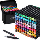 WELLOKB Alcohol Markers, 80 Colors Dual Brush Tip Permanent Art Markers, Coloring Marker, for Book Painting Card Making, Christmas gift for Adults Kids 8-12 | Black — 1