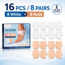 Silicone Heel Protectors, 16 PCS / 8 Pairs Soft Heel Cushion Sleeves, Washable Reusable Heel Pads with 6 Vent Holes, Heel Cushion Cups for Shoes, Daily Foot Comfort Support, 8 White + 8 Nude — 7