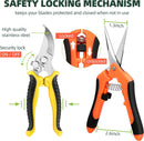 EWPJDK 3 Pack Garden Pruning Shears Scissors Clippers Stainless Steel | Yellow Orange — 4