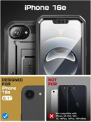 SUPCASE for iPhone 17e/16e Case with Stand & Screen Protector, Black — 2