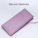 Bveyzi Ultra Slim Thin Leather RFID Blocking Credit Card Holder Bifold Clutch Wallets for Women - Light Purple - Leather — 2