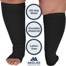 Mojo Toeless Compression Socks for Women and Men 20-30 mmHg Open Toe - AB211 | XX-Large | Black — 3