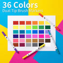 TANMIT 36 Dual-Tip Brush Pens, Art Markers for Adult Coloring Books | 36 Dual Pens — 6