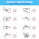 Metal Wire Puzzle 16-Piece Set with Pouch – IQ Test Brain Teaser Disentanglement Chinese Ring Fidget Toy for Kids & Adults – Portable Party Favor — 3