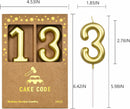 2.76 Inch Classical Gold 13 Number Birthday Candles, Gold Number Candles, Cake Number Candles, Party Celebration — 6