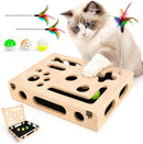 Cat Scratch Puzzle Enrichment Box, Wooden Interactive Toy for Indoor Cat — 1