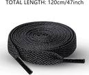 120cm/47inch Flat Shoe Laces for Sneakers, Sturdy Polyester with Non-Fray Tips, Ideal for Various Wear and Bags, Black — 2
