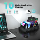Zobirez 420W 10-Port Fast USB Charging Station for Multiple Devices, Black photo 6