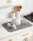Kitsure 2 Pack Dish Drying Mat for Kitchen Counter, 20" x 14", Dark Grey
