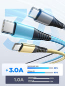 USB C Cable 10FT 3Pack Fast Charging Nylon Braided Long Type C Charger Cable for Samsung Galaxy S24 S23 S22 S21 S10 S9 S8 A02s A03s A11 A12 A13 A14 A21 A22 A32 A42 A53, Tablet, LG, Moto, TCL 2