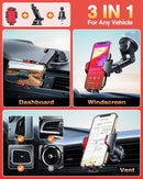VANMASS Car Phone Holder 2026 Ultimate Military-Grade Strongest Suction & Clip Windshield Dashboard【Newest Best Strongest】 Cell Phone Automotive Dash Gauge Accents for iPhone 18 Pro Max 17 16 15 14 | Red photo 4