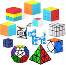 Vdealen 12 Pack Speed Cube Set Puzzle Cube Pack, 2x2 3x3 4x4 Pyramid Dodecahedron Mirror Skewb Snake Ivy Infinity Sandwich Fidget Spinner Magic Cube, Smooth Cube Bundle Toys Gift for Kids & Adults — 1