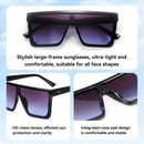 Dollger Square Oversized Sunglasses for Women Men Fashion Flat Top Big Black Frame Shades | Black and Mirrored Silver and Gray — 5
