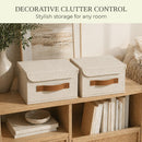 Decorative Linen Storage Boxes with Lids - Spacious Set of 2 Organizer Bins — 6