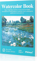 Phinus 18 Sheets Watercolor Paper 9x12 Inch, Cold Press Watercolor Sketchbook (140lb/300gsm), Tape Bound Watercolor Paper Pad for Adults Kids, Mixed Media, Markers and Art Journaling | 9 x12 inch — 1
