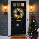 Christmas Wreaths for Front Door with Lights 24 Inch Prelit Christmas Wreath, Christmas Door Wreath with White Flowers, Gold Ornaments, Pine Cones, Greenery & Berries Indoor Outdoor — 2