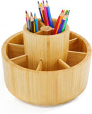 Utoplike Bamboo Rotating Art Supply Desk Organizer, Pencil Holder Desktop — 1