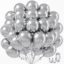 Metallic Silver Balloons 12 inch, Silver Latex 50pcs Party Balloons — 1