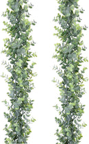 DearHouse Faux Eucalyptus Garland Plant, 2 Pack Artificial Vines Hanging Eucalyptus Leaves Greenery Garland for Wedding Backdrop Arch Wall Decor, 6 Feet/pcs UV Protected Indoor Outdoor — 1