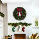 24 Inch 2FT Christmas Wreath, 30 LED Lights Christmas Wreaths for Front Door with Bow Red Berries Pine Cones, Prelit Timer Home Decor, Xmas Wall Windows Decorations Indoor Outdoor — 7