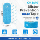 OK TAPE Blister Prevention Tape, 40 Pcs, Moleskin for Blisters, Shoes | Blue — 2