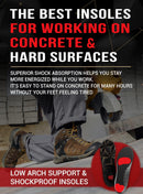 CRUVHEAL Work Pro Boot Insoles Men – Low Arch Shock Absorption (Black, L) — 2