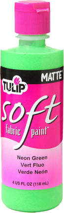 Tulip Soft Fabric Paint, Washable, Stays Soft and Flexible, Permanent Paint, for Light and Dark Fabrics, 4 fl oz, Neon Green | Neon Tropical Green | 4 Fl Oz (Pack of 1) — 1